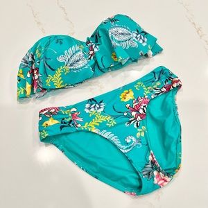 LIKE NEW Seafolly Water Garden Frill Bustier Bandeau bikini top size 6US//10AU